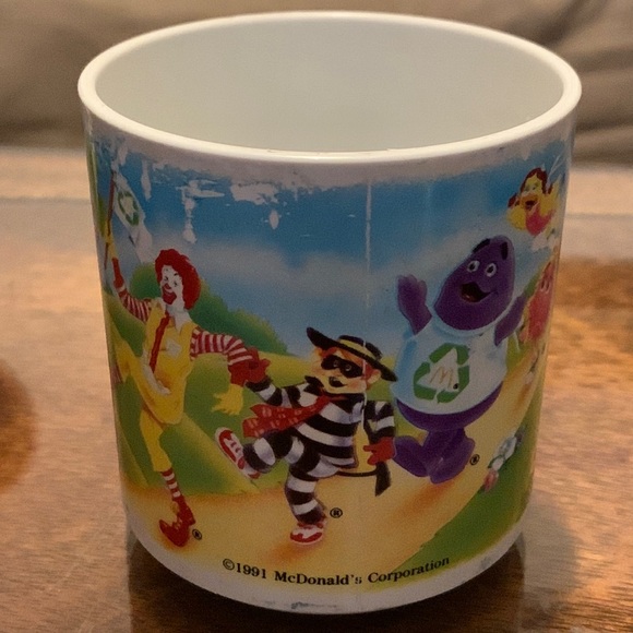 Ronald McDonald Image Mug 90s vintage kids drink cup 1991 Burglar Grimace too - Picture 2 of 6